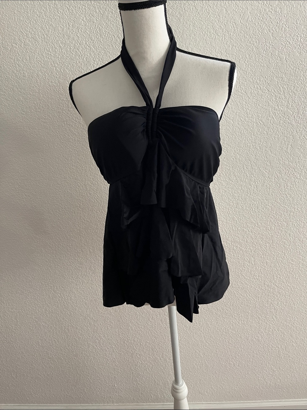 Catalina Black Ruffle Halter Swim Camisole